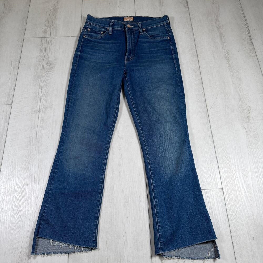 Mother Jeans Womens 26 Blue Moon Insider Crop Step Fray Jeans Raw Hem